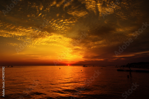 Beautiful sea sunrise clouds.