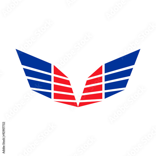 Abstract Sharp Wings Blue Red