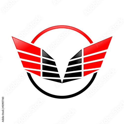 Abstract Sharp Wings with Ring Red Black