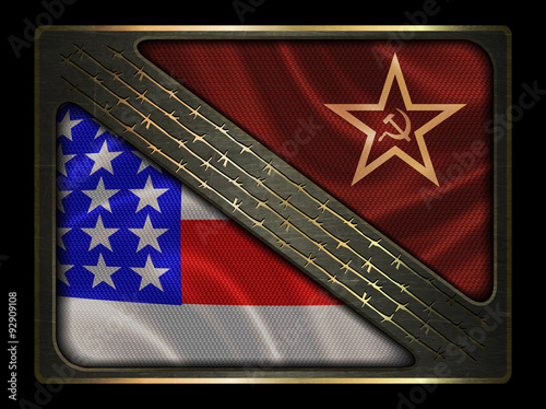 Soviet Union confrontation USA concept Cold War flag