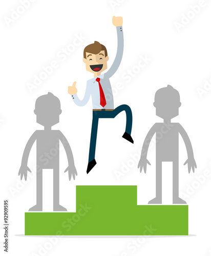 Vector of Businessman on podium, being a winner 2