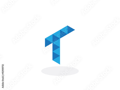 T Letter Blue Geometric Logo