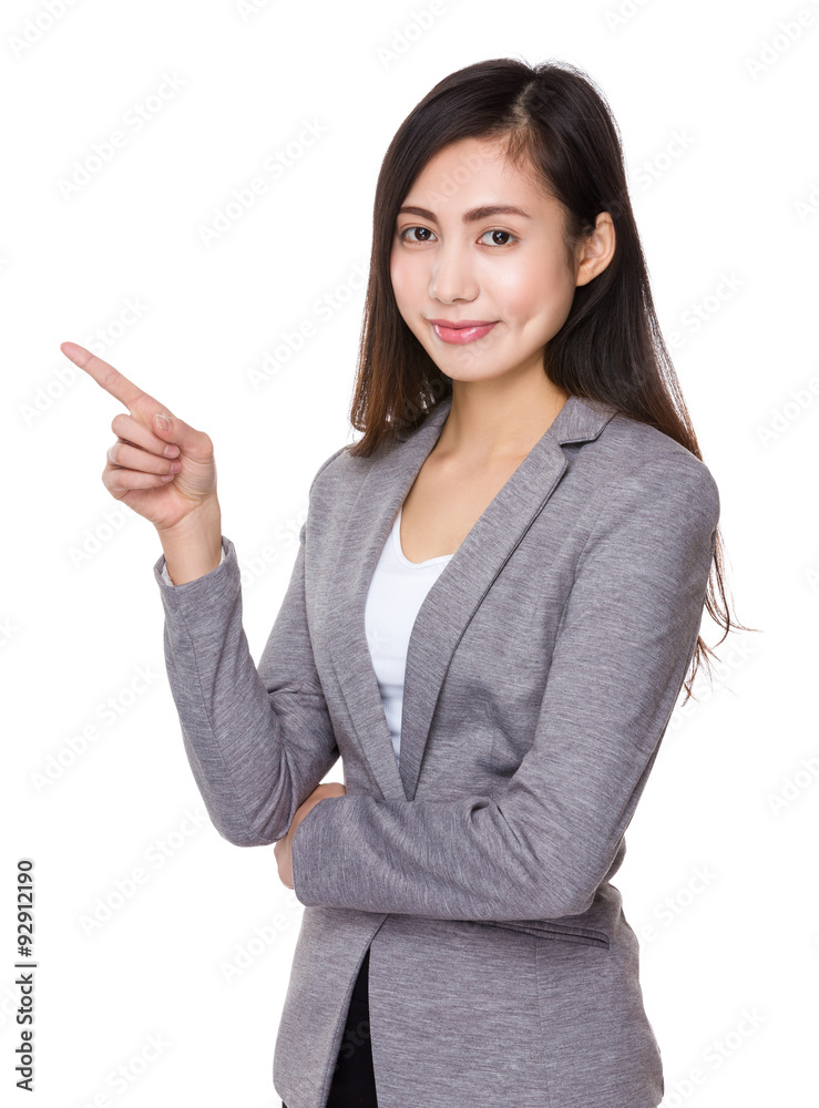 Asian businesswoman showing finger up Asian businesswoman showing finger up