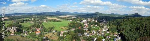 panorama from lookout called Na Strazi above Sloup v Cechach village in North Bohemia