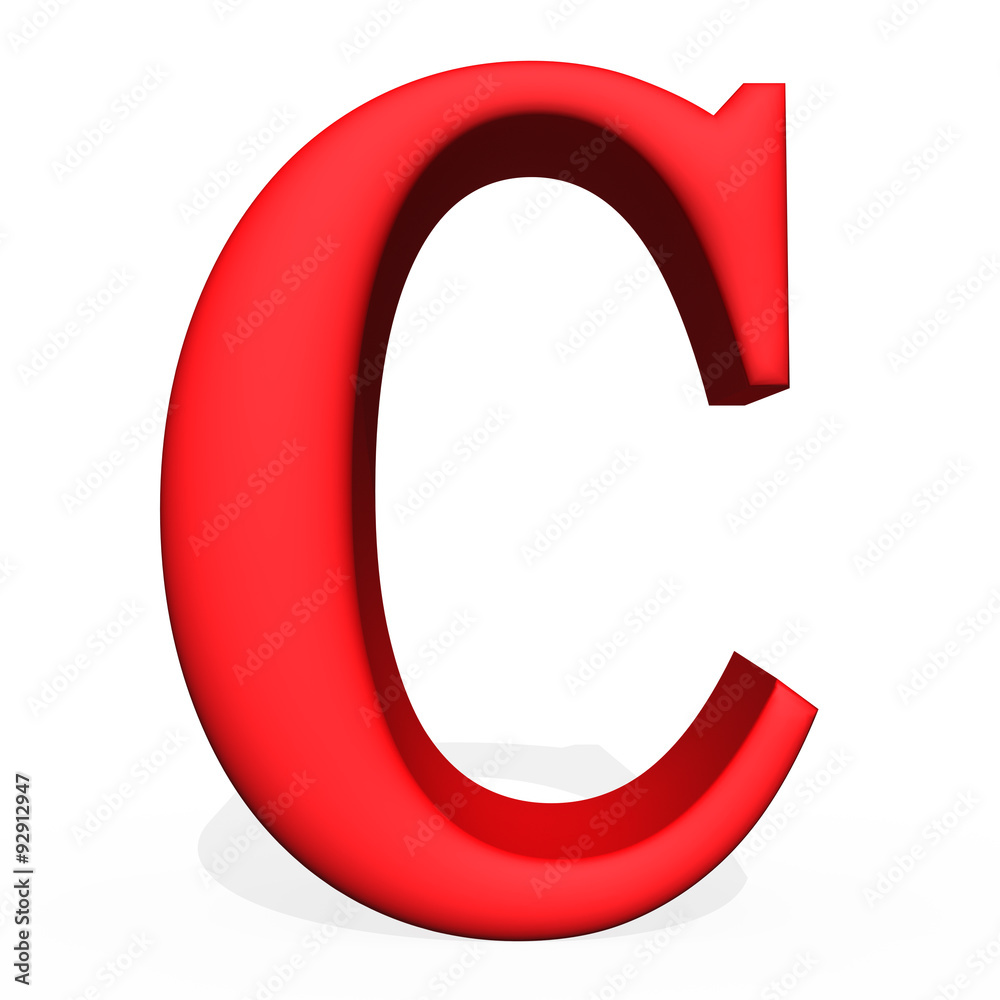Red 3d rendering letter C isolated on white background Red 3d rendering letter C isolated on white background