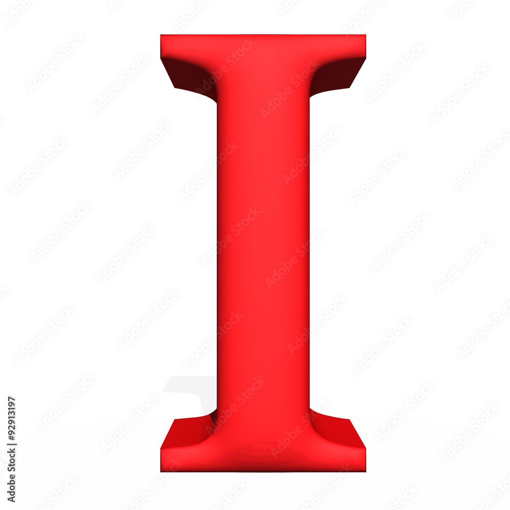 Red 3d rendering letter I isolated on white background Red 3d rendering letter I isolated on white background