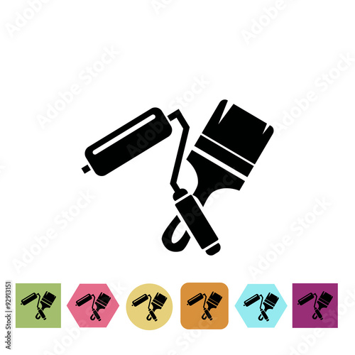 Roller and brush icon