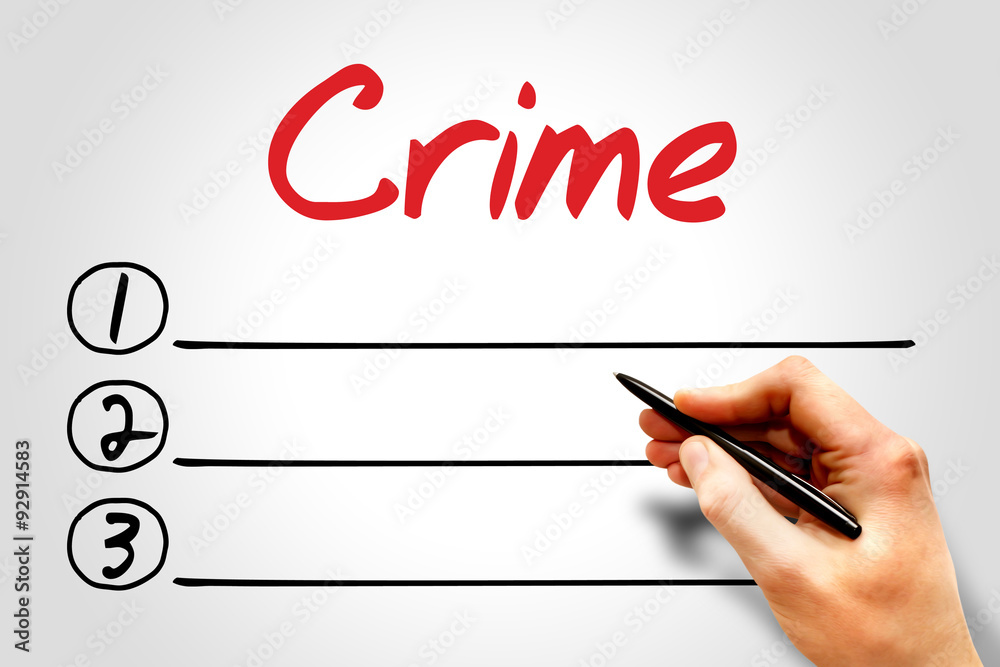 Crime blank list concept Crime blank list concept