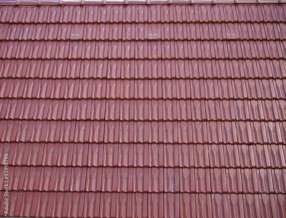 Red oblong roofing tiles. Red oblong roofing tiles.