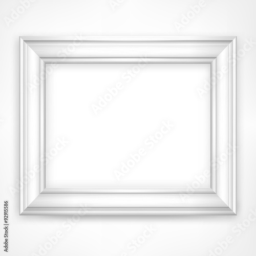 Picture white wooden frame isolated on white  