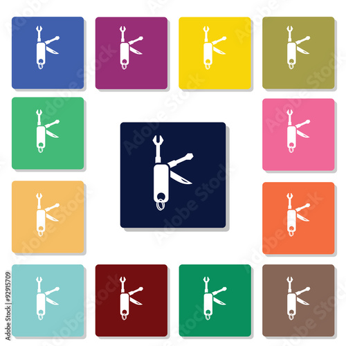 Compact set of construction tools icon