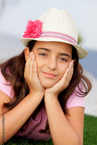 Nice child girl ten year old with a hat