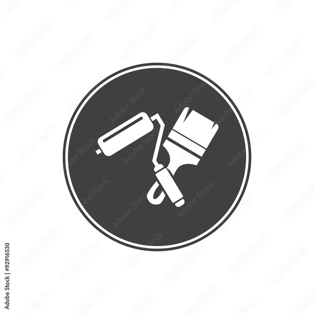 Roller and brush icon Roller and brush icon