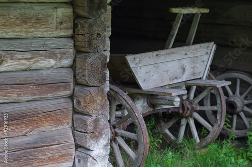 Old wooden cart in coach-house