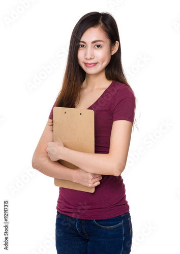 Asian woman hold with file board