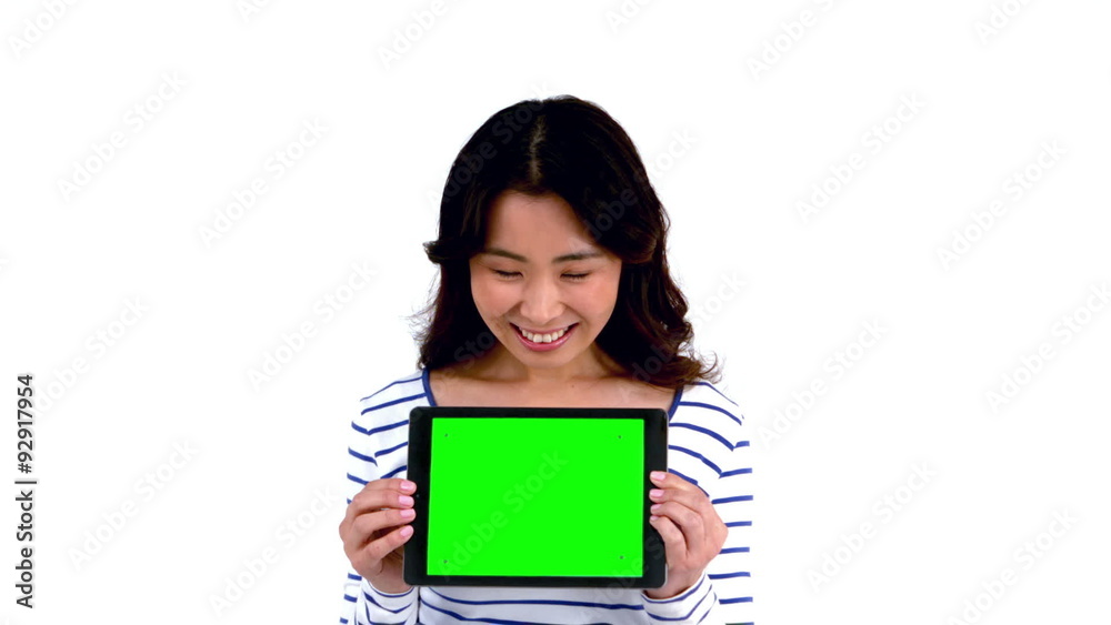 Pretty Asian woman holding a tablet Pretty Asian woman holding a tablet
