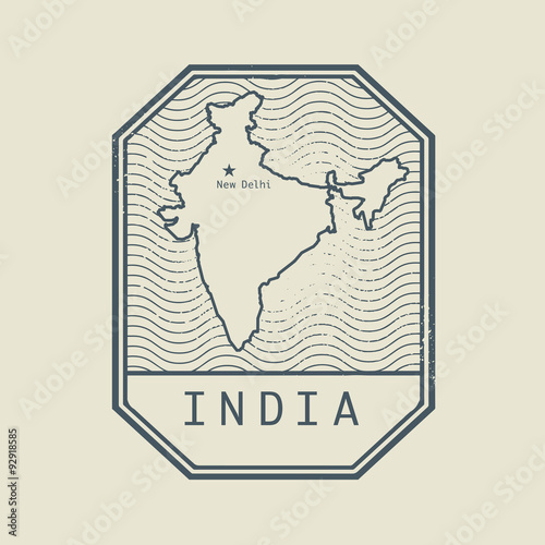 Stamp with the name and map of India