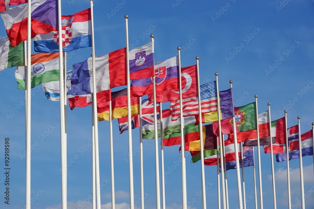 Fototapeta premium World Flags Blowing In The Wind
