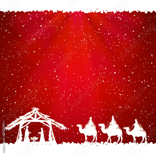 Christmas theme on red background