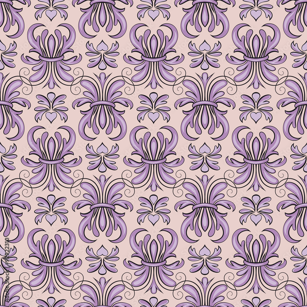 Seamless pattern, violet tracery Seamless pattern, violet tracery