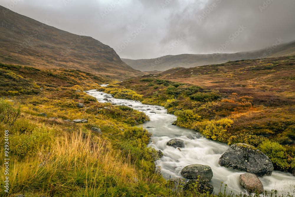 Creek in the Mountain pass over Sognefjellet, Norway Creek in the Mountain pass over Sognefjellet, Norway