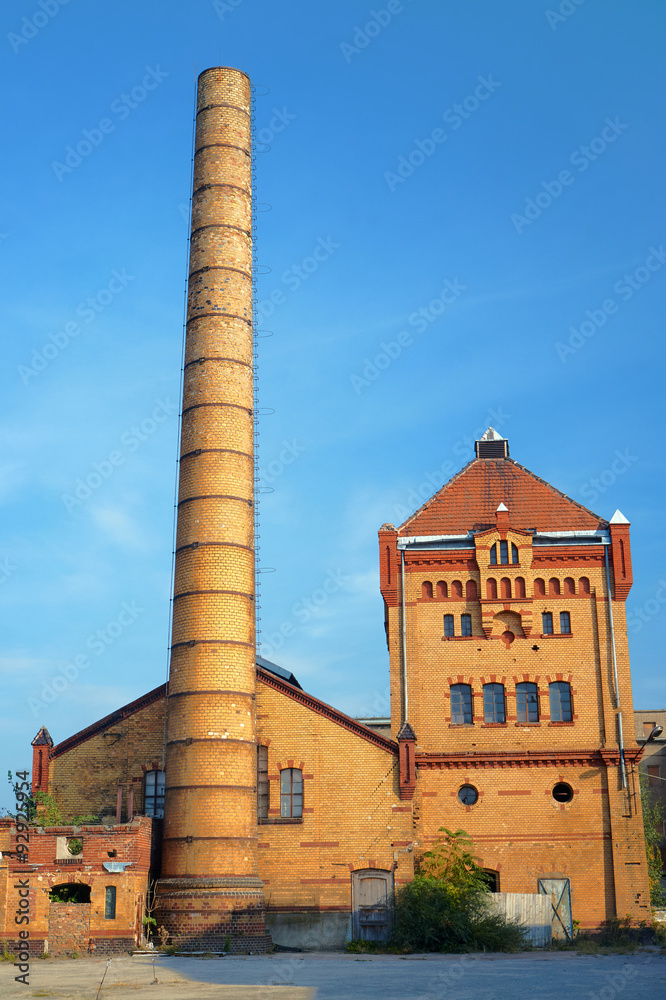Chimney and buildings of the old slaughterhouse in Poznan.