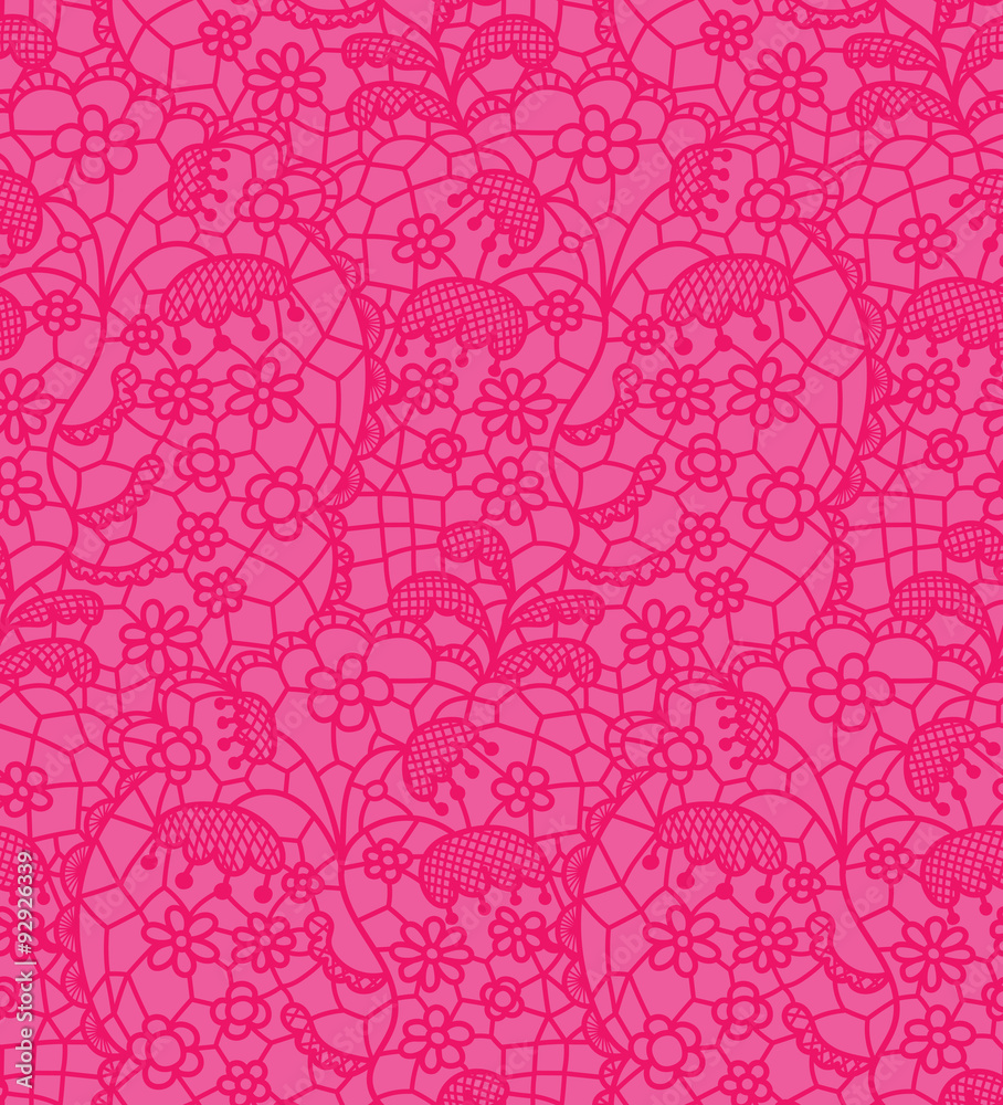 Pink lace vector fabric seamless pattern