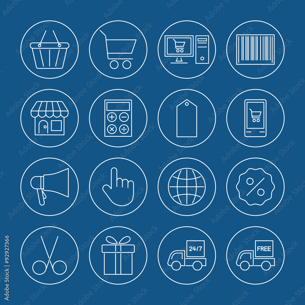 online shopping icons set online shopping icons set