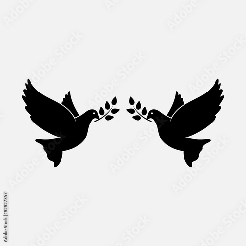Peace Doves with Olive branch. Vector Illustration