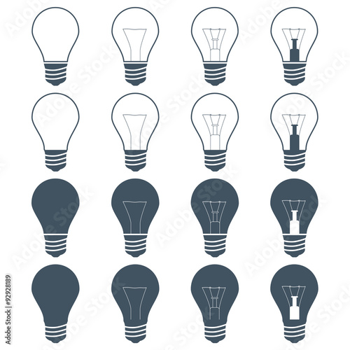 set of incandescent lamps (bulbs) on the gray background