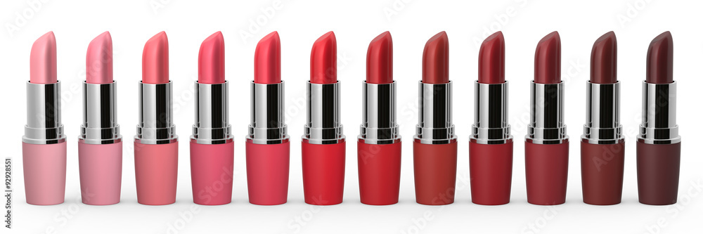 Obraz premium Set of colorful lipsticks isolated on white background