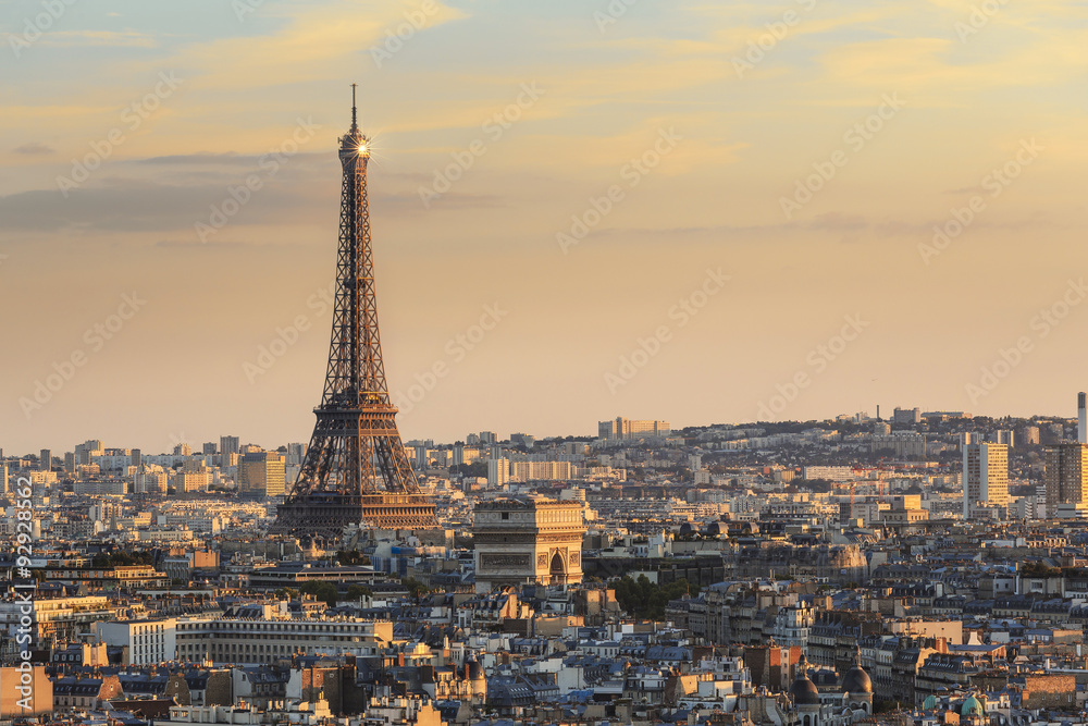 Tour Eiffel et Arc de Triomphe Paris