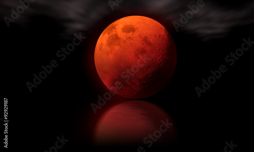 blood moon concept of Halloween or full moon. red moon on black sky. elements of this image furnished by NASA