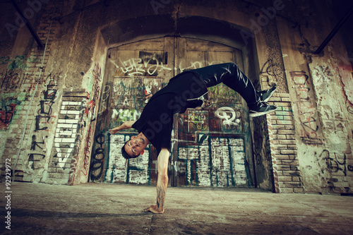 BBoy doing handstand on street