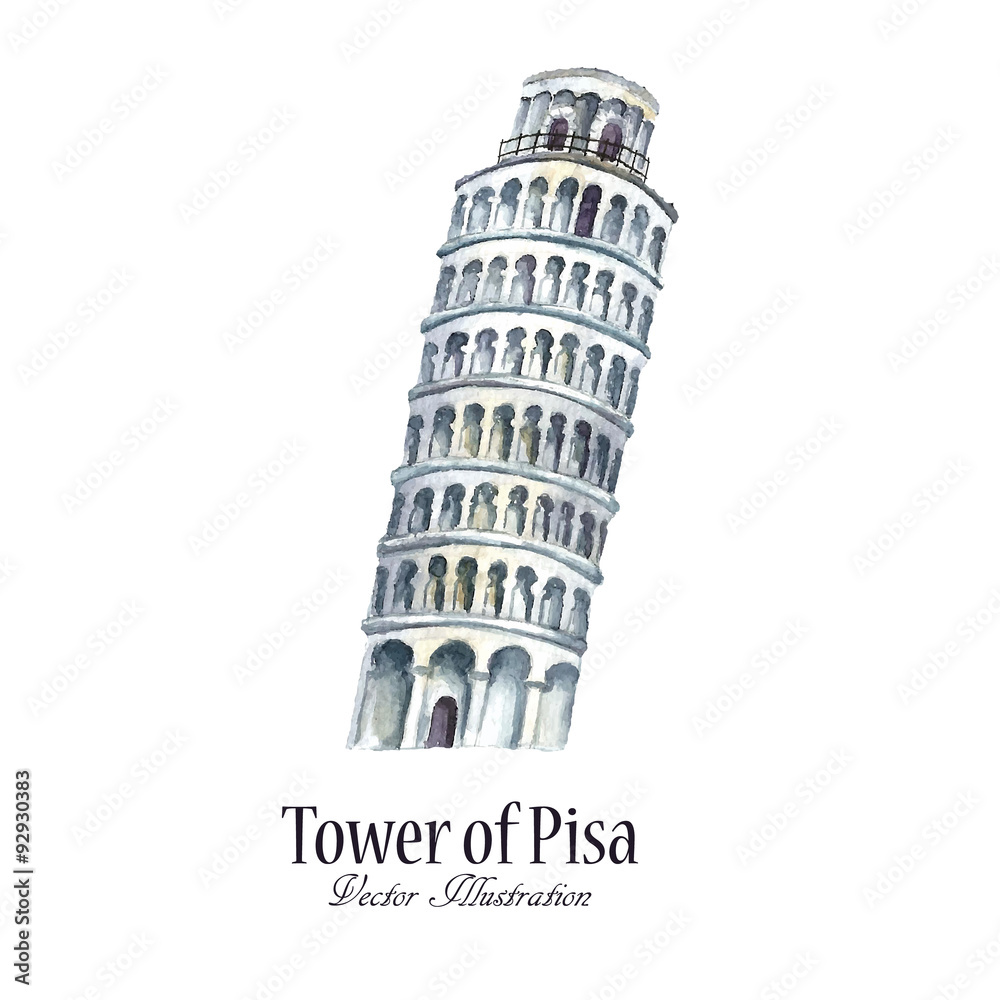  Watercolor tower of Pisa.