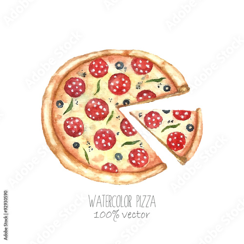 Watercolor pizza.