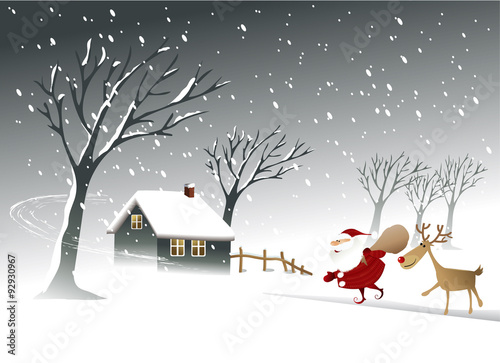 Christmas background with Santa Claus