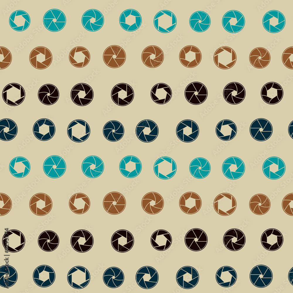 Seamless background with camera shutter symbols for your design