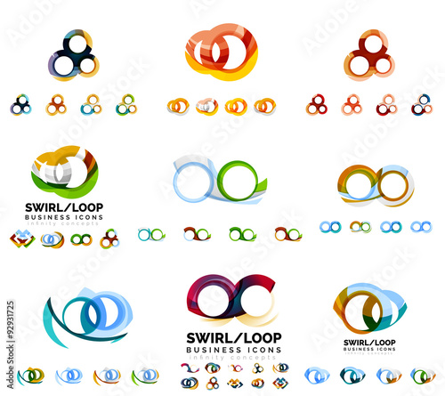 Set of company logotype branding designs, swirl infinity loop