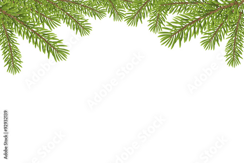 Christmas tree top frame isolated on white background