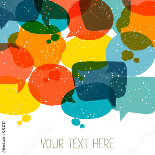 Background with abstract retro grunge speech bubbles