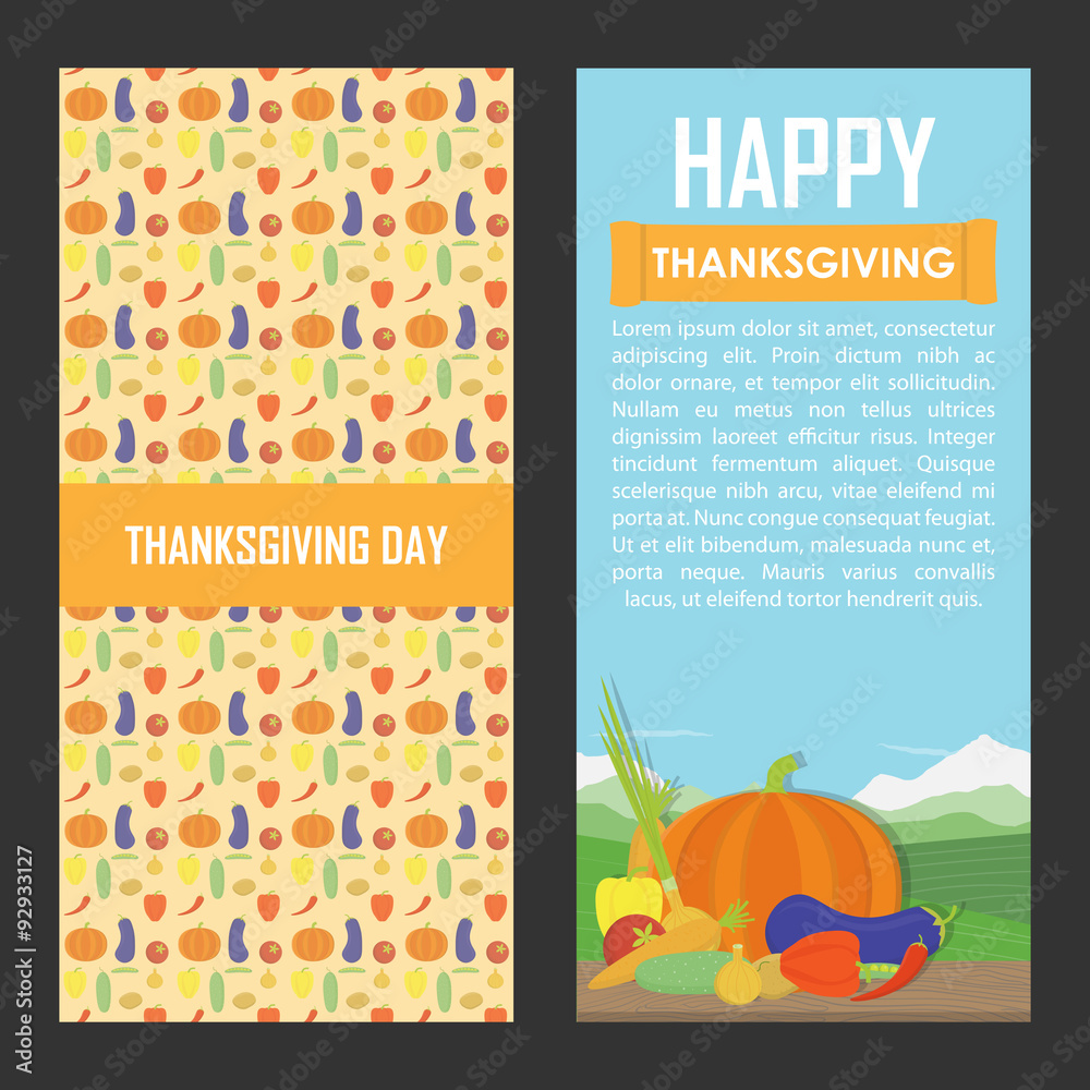 Fototapeta premium Vector set of Thanksgiving Day backgrounds.
