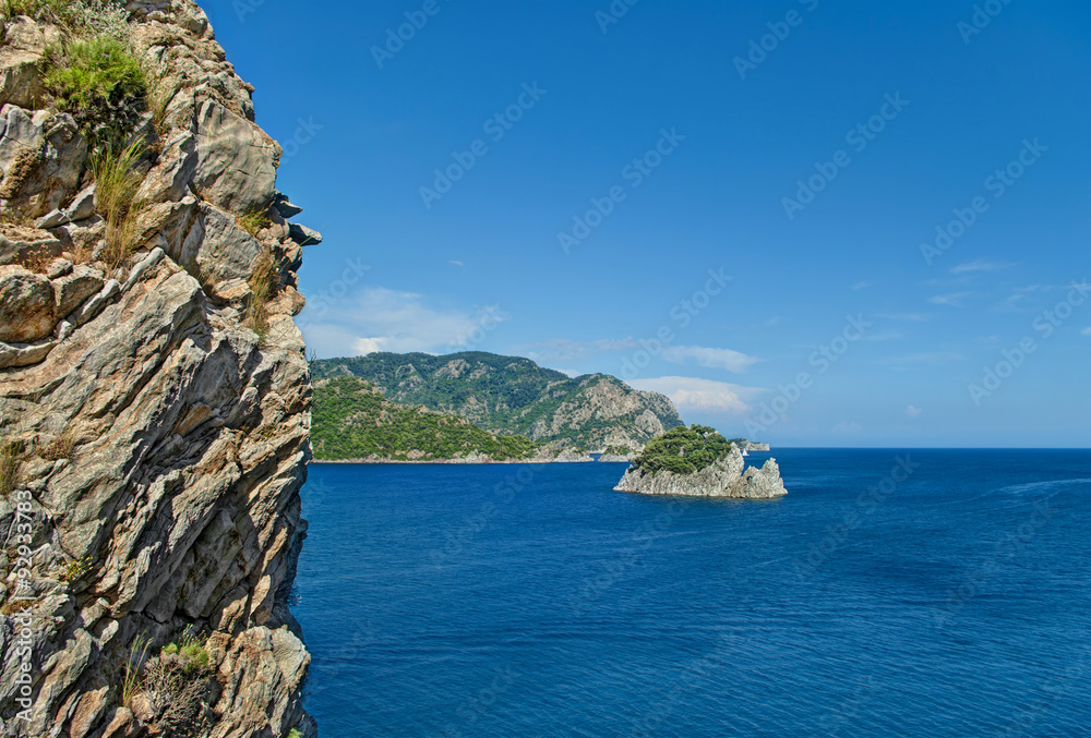 sea view with cliff at foreground