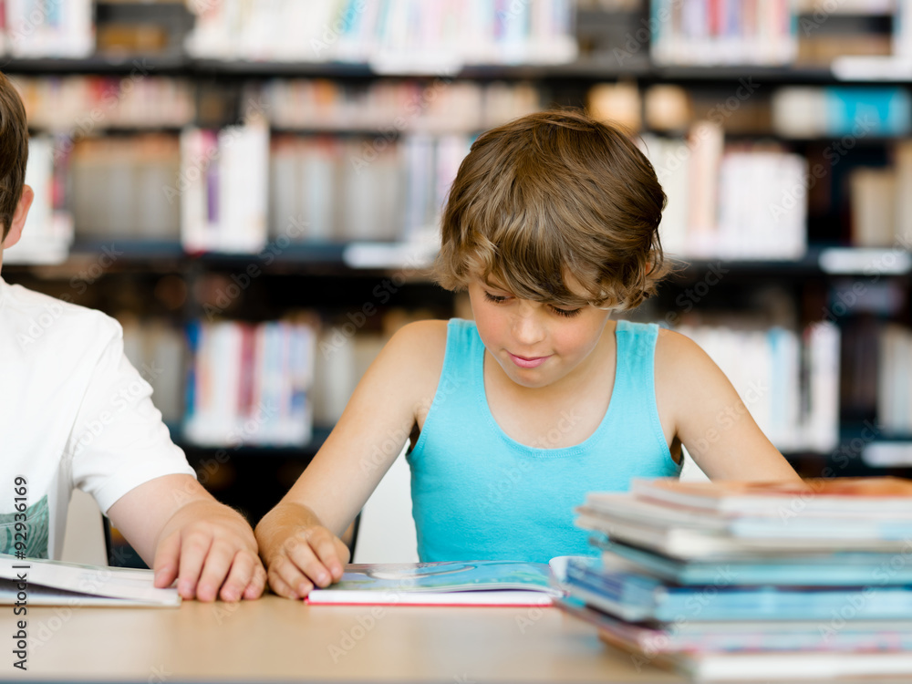 Boy in library