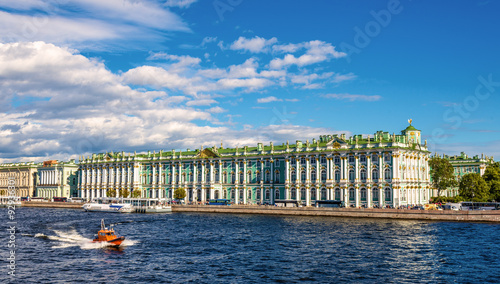 View of the Winter Palace with the Neva river in Saint Petersbur photo