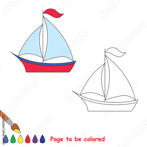Trace game. Vector boat to be colored.
