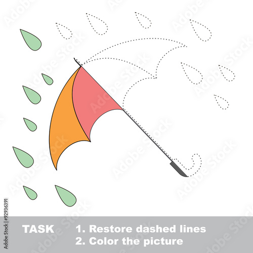 Trace game. Umbrella to be colored.