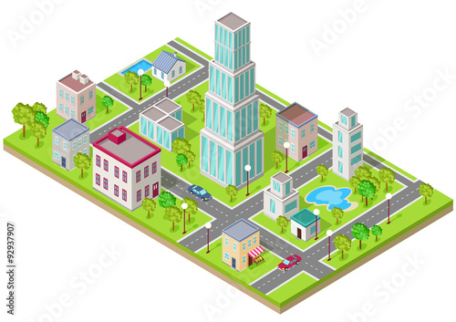 Isometric Icon of City Flat Design © robu_s