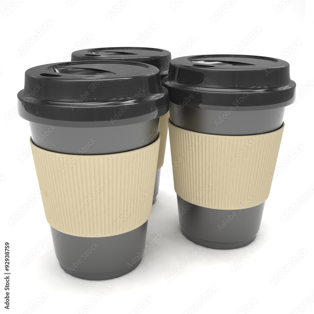 Three paper coffee cups Three paper coffee cups