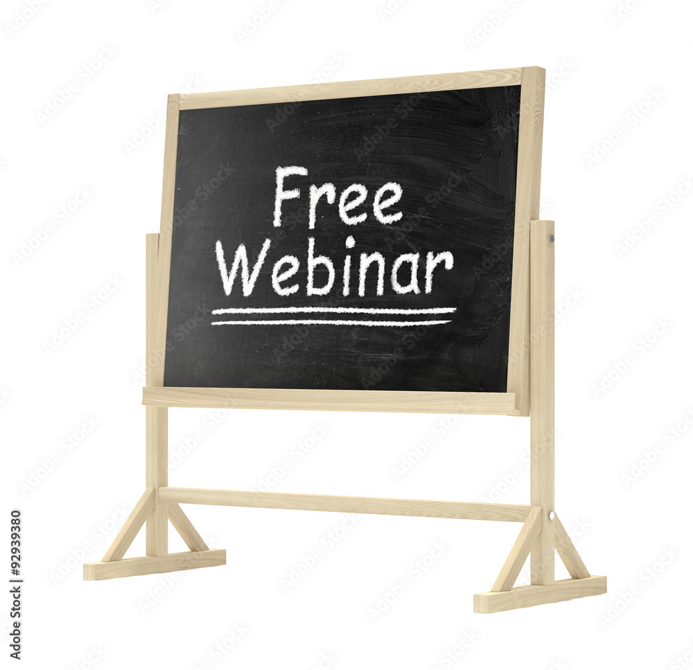 Fototapeta premium Free Webinar concept. Blackboard, chalkboard isolated on white